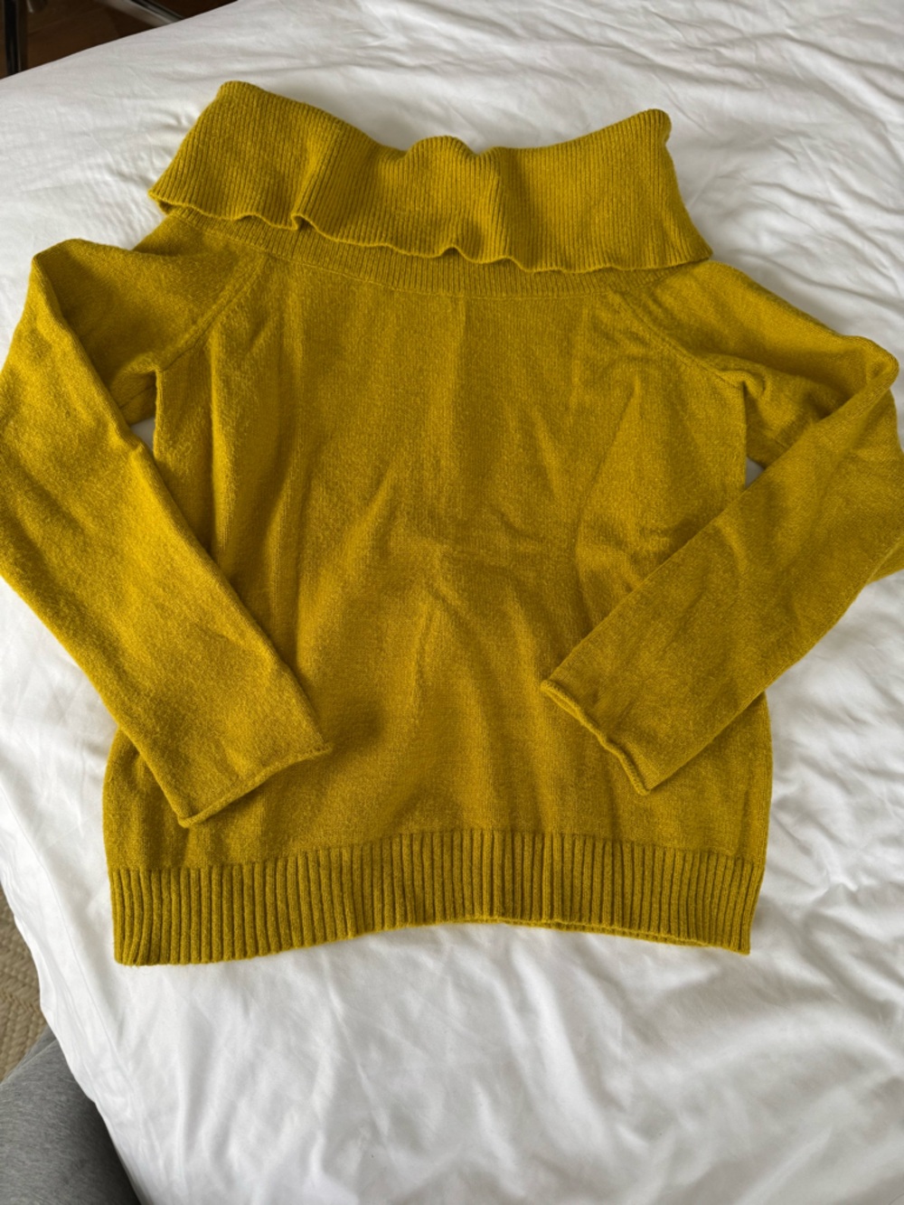 Anthropologie Mustard Off the shoulder Sweater